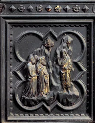 St John the Baptist Preaches to the Pharisees, seventh panel of the South Doors of the Baptistery of San Giovanni, 1336